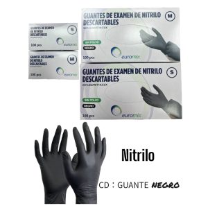 GUANTE DE NITRILO NEGRO X100 TALLE S M L