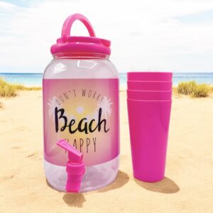 DISPENSER + 4VASOS BEACH HAPPY 3.8LT HAN-1166