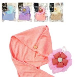 MELY SET DE BAÑO ESPONJA & TOALLA P/ CABELLO MYC1-0001