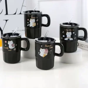 VASO GATO NEGRO CON BOMBILLA AA0653