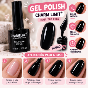 CHARM LIMIT GEL UV/LED 10ml NEGRO GQ-520