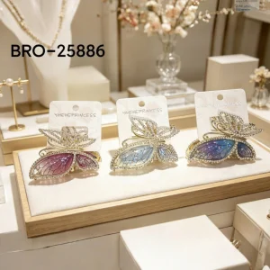 Broche Metal Dorado Mariposa con Detalle Color BRO-25886