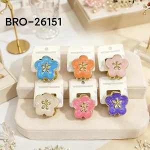 Broche Metal Dorado Flor Varios Colores BRO-26151