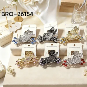 Broche Metal Mariposa con Strass y Gemas de Colores BRO-26154