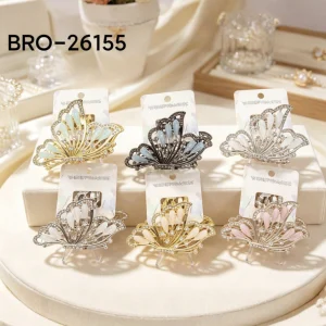 Broche Metal Mariposa Perfil con Strass y Gemas BRO-26155