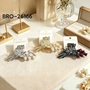 Broche Metal Mariposa Strass con Detalle de Flores BRO-26166